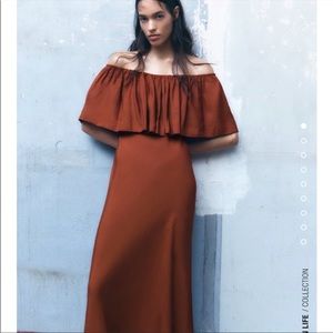 Zara ruffled linen blend dress